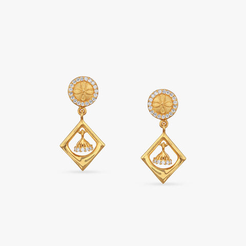 Twirl Bloom Gold Drop Earrings