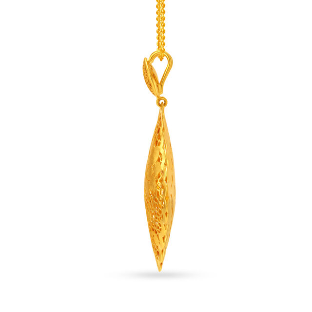 Rhombic Laser Cut Floral Pattern Gold Pendant,,hi-res image number null