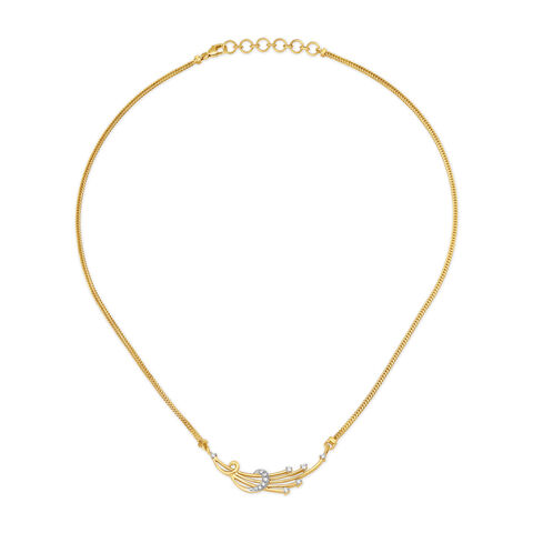 Bold Feather Diamond and Gold Necklace