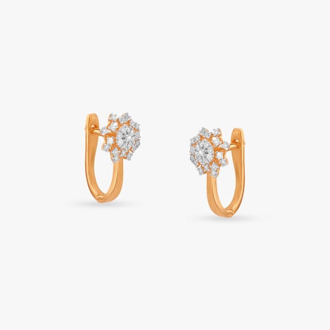 Starburst Crown Diamond Hoop Earrings