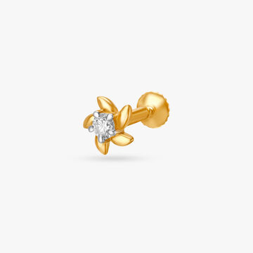 Glamorous Gold and Diamond Nose Pin