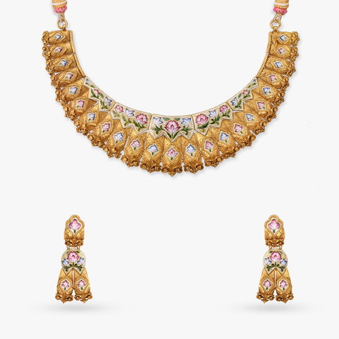 Floral Swirls Gold Necklace Set