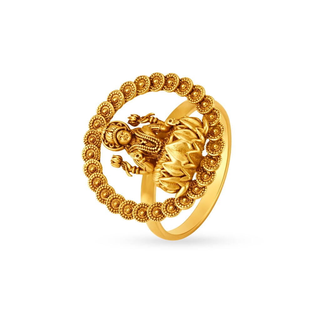 Aadhyathmika Aimpon Panchalogam Maha Lakshmi Ring Panchaloha Laxmi Devi Ring  (5 Metals Panchadhatu) - A4726 - Aadhyathmika Kendra Chennai