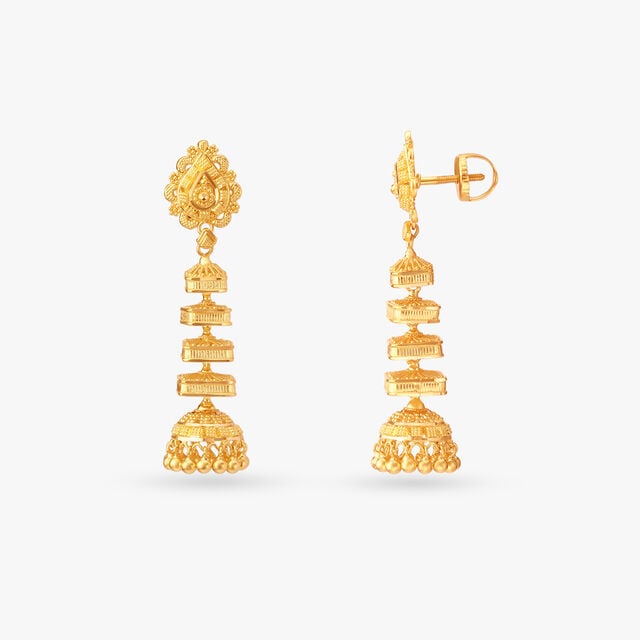Multi Layered Gold Jhumka Earrings