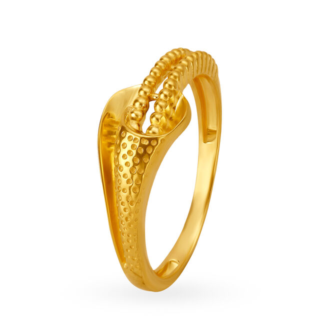Eccentric Yellow Gold Beaded Finger Ring,,hi-res image number null