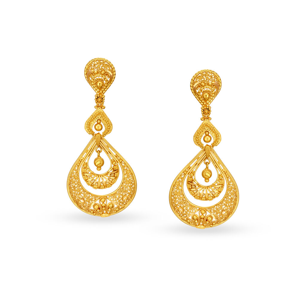 Tanishq chandbali gold earrings with deals weight