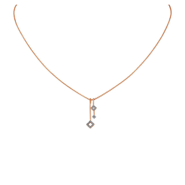 14KT Rose Gold Diamond Pendant with Chain,,hi-res image number null