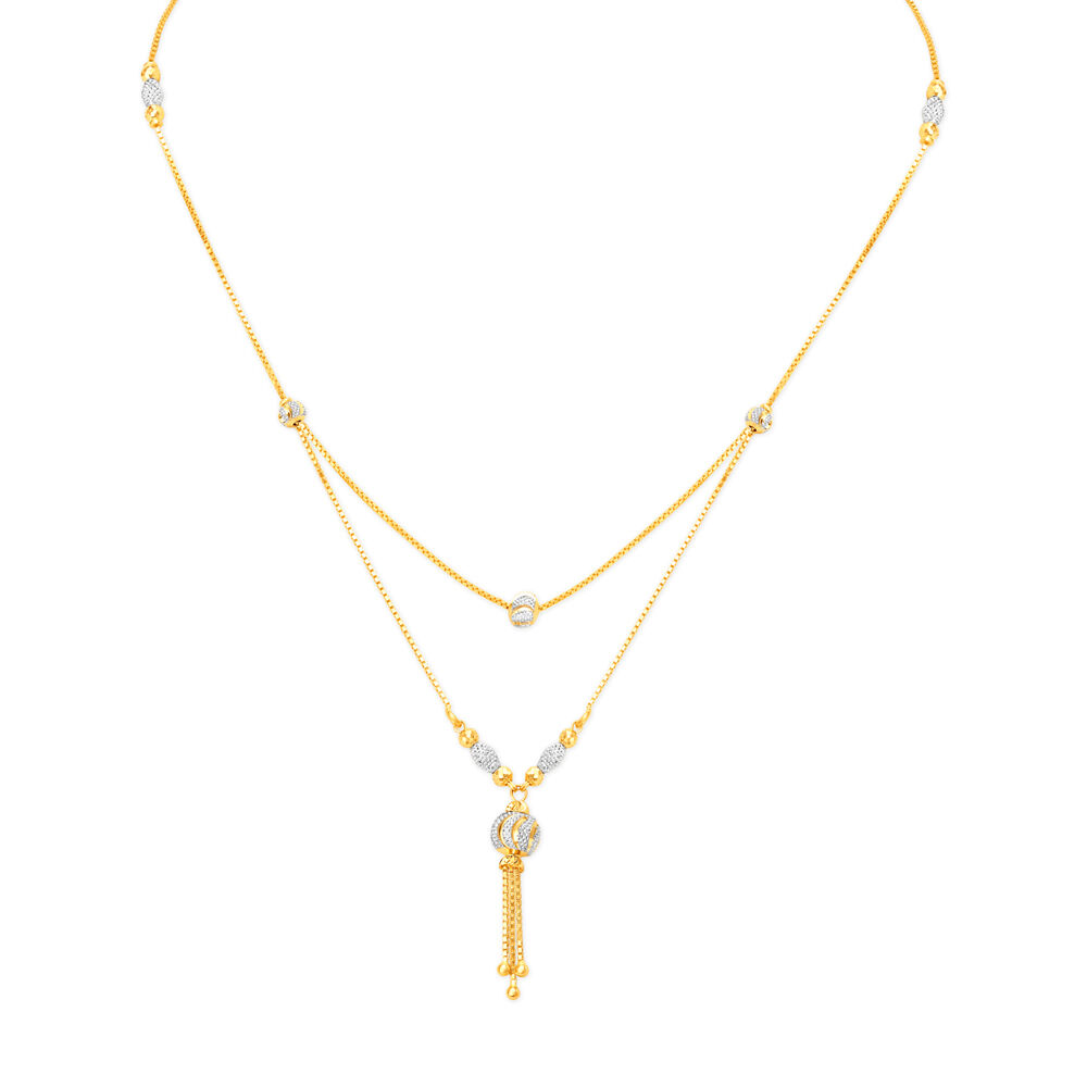 Double Chain diamond Necklace In 14K Yellow Gold | Fascinating Diamonds