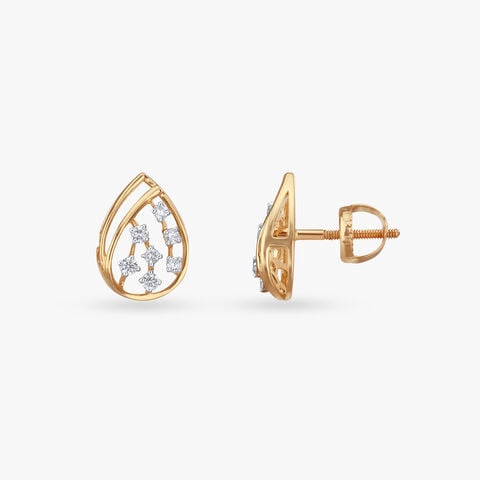 Graceful Teardrop Diamond Stud Earrings