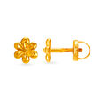 Floral Ornate Chain Adorned Gold Drop Earrings,,hi-res image number null