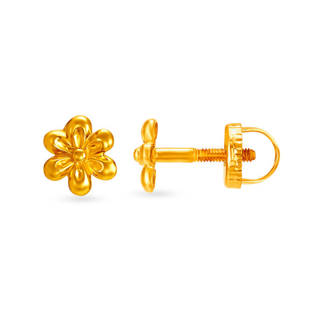 Floral Ornate Chain Adorned Gold Drop Earrings,,hi-res image number null