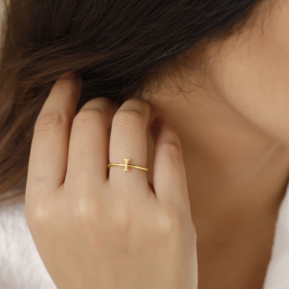 Letter I 14KT Yellow Gold Initial Ring