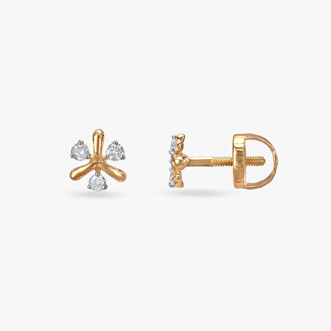 Twinkling Petals Diamond Stud Earrings For Kids