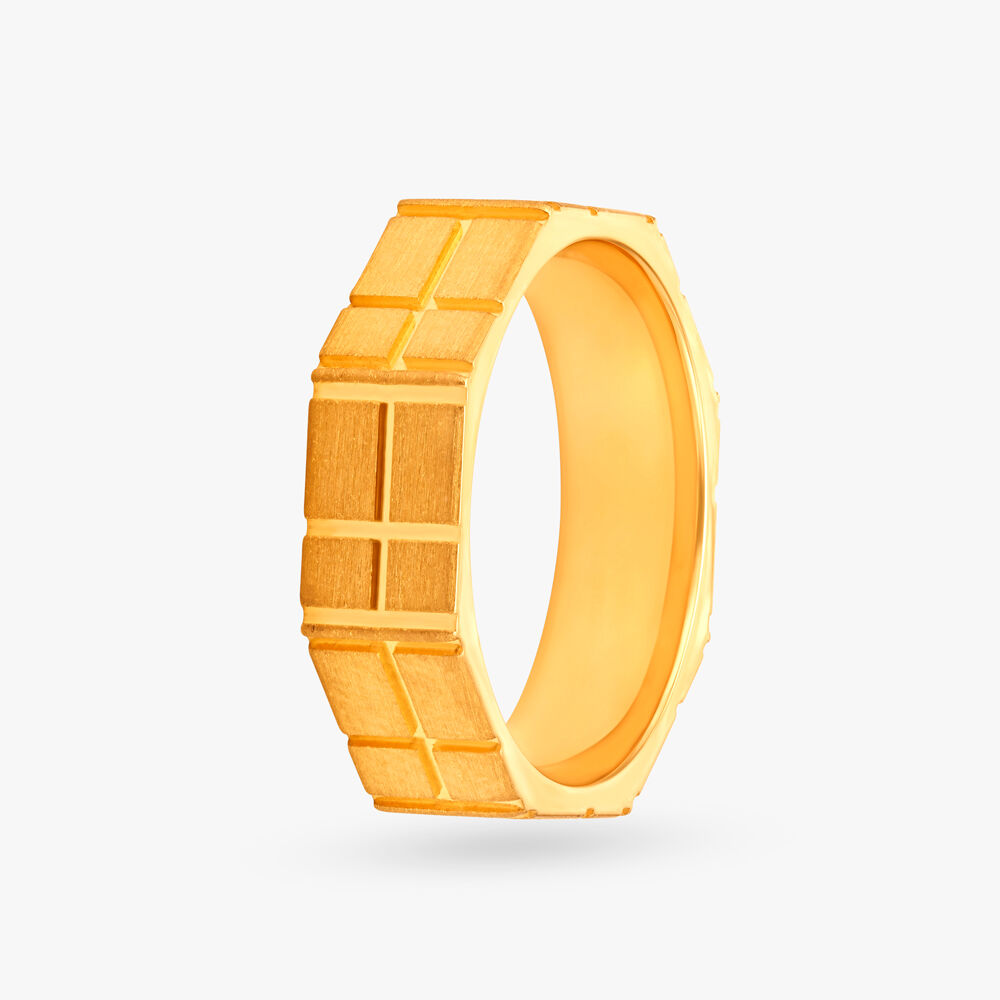 Cross and Dot Pattern Gold Finger Ring For Men