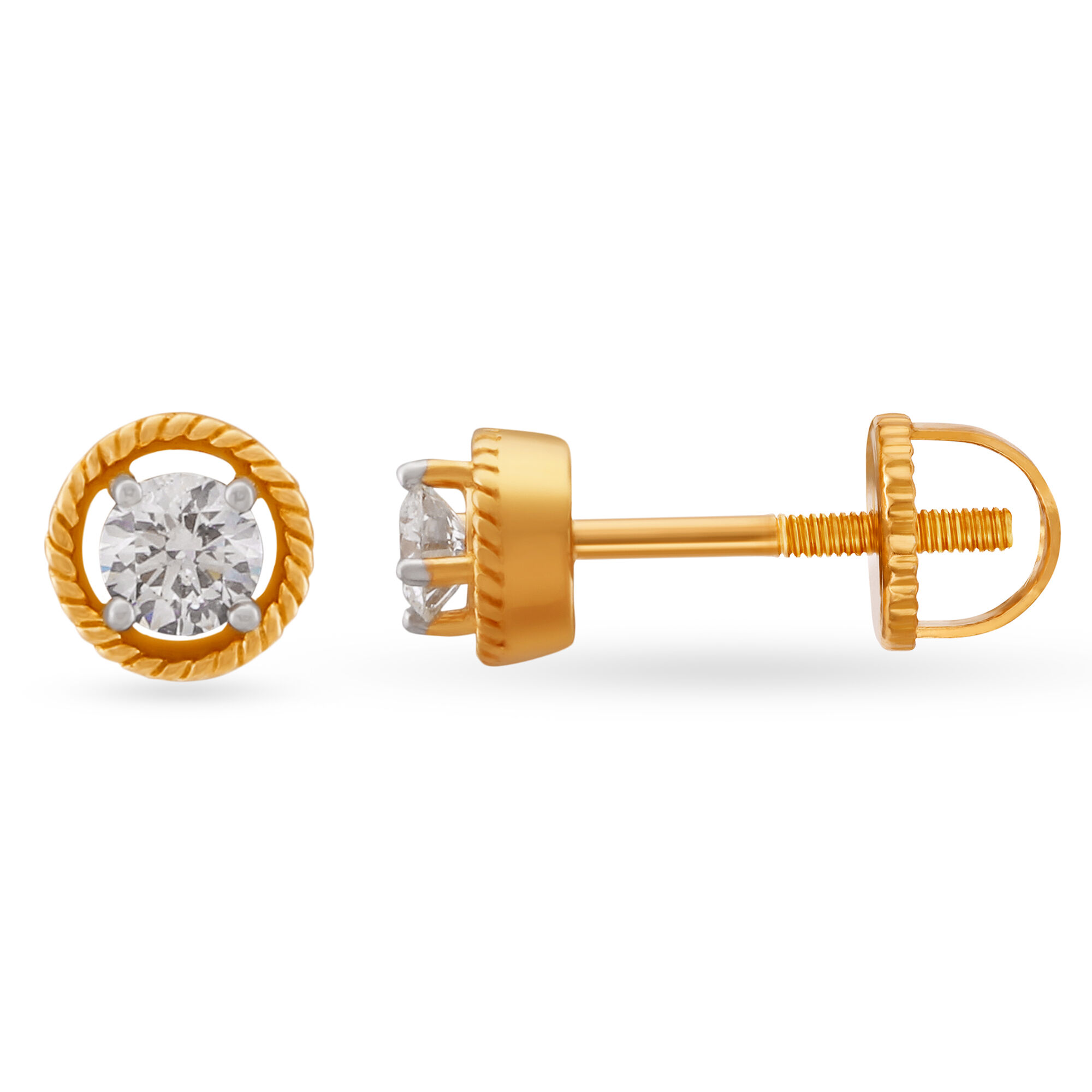 Contemporary Single Stone Diamond Stud Earrings