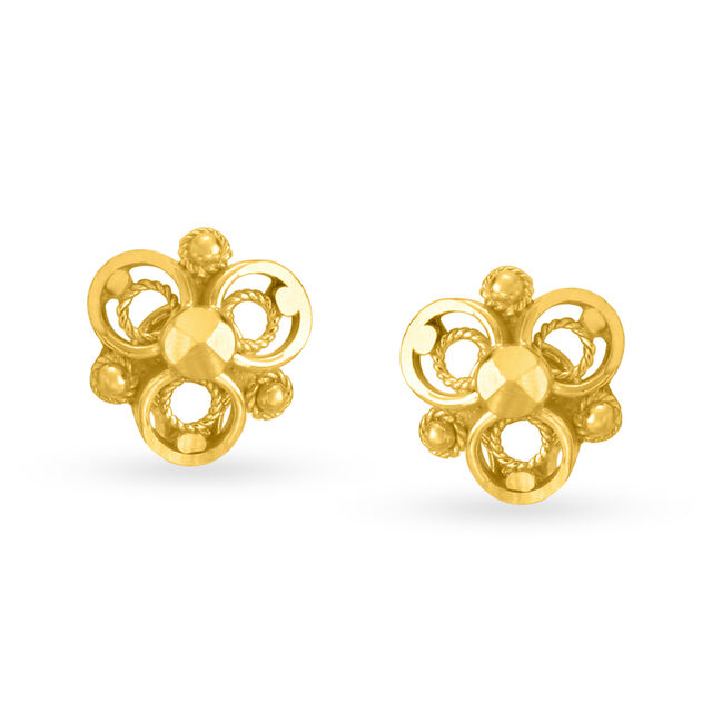 Enchanting 22 Karat Yellow Gold Jhumka Earrings,,hi-res image number null