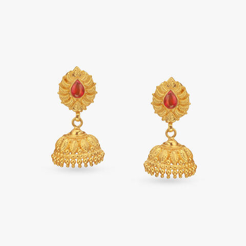 Regal Dome Gold Jhumka Earrings