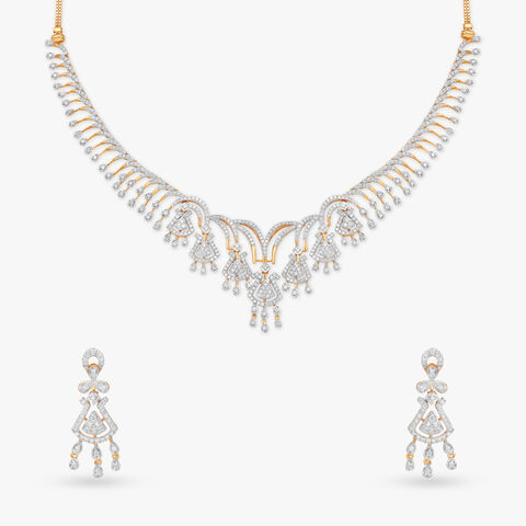 Fiery Sparkle Natural diamond Necklace Set