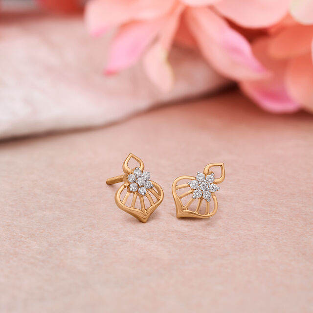 Charming Diamond and Rose Gold Stud Earrings,,hi-res image number null