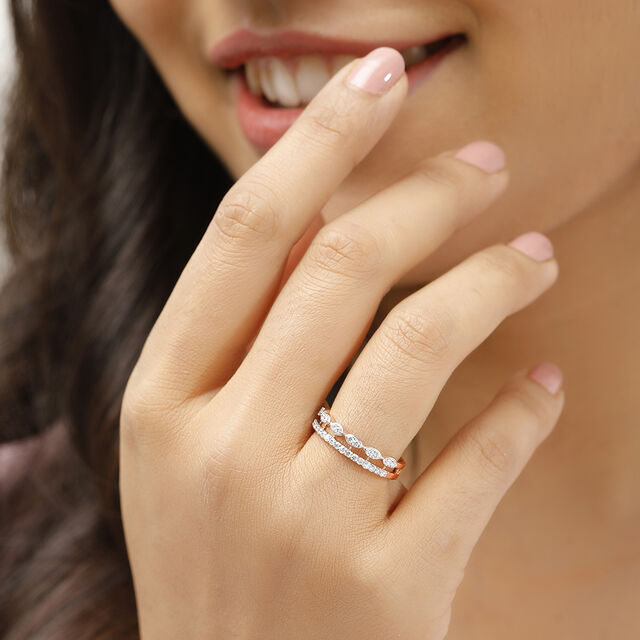 14 KT Round Rose Gold and Diamond Ring,,hi-res image number null