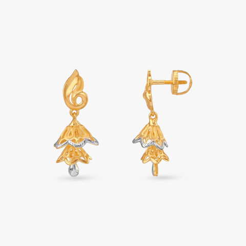 Floral Rhapsody Gold Jhumka Earrings