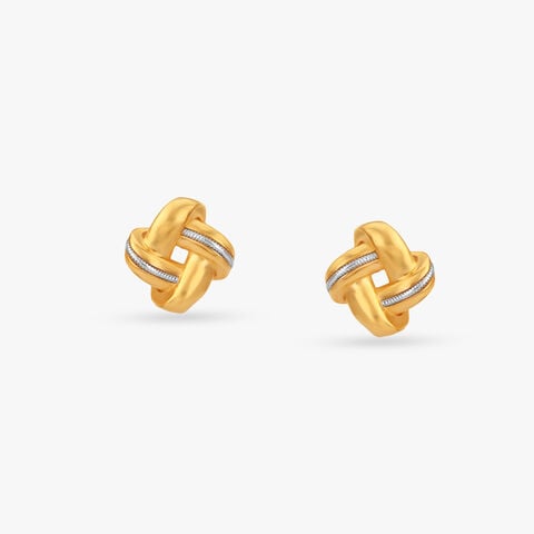 Woven Loop Gold Stud Earrings