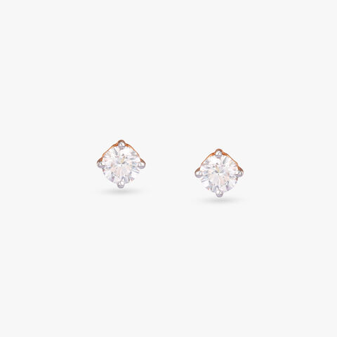 Crown Spark Solitaire Stud Earrings