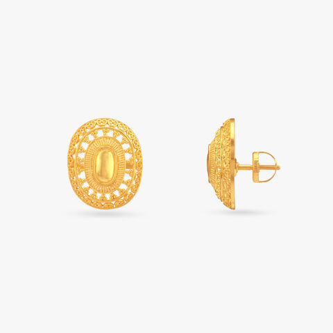 Classic Oval Gold Stud Earrings