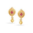 Traditional Ruby Studded Gold Drop Earrings,,hi-res image number null