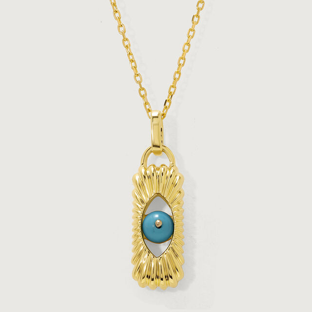 Spirited Elegance 18KT Gold Chain Turquoise  Pendant with chain,,hi-res image number null