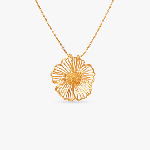 Fabulous Floral Gold Pendant and Earrings Set
