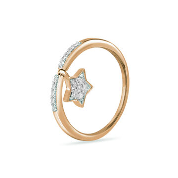 14 KT Reversible Star Rose Gold and Diamond Ring