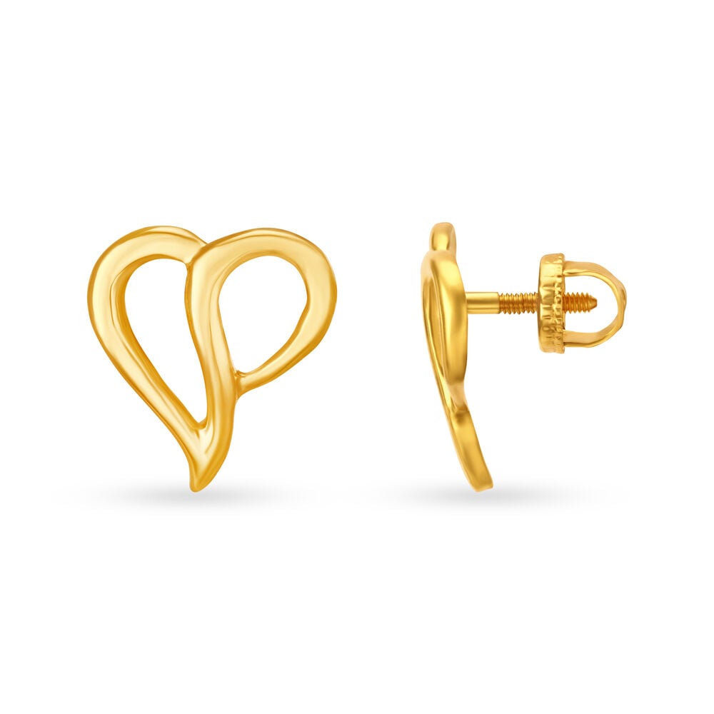 Petite 22 Karat Yellow Gold Heart Studs