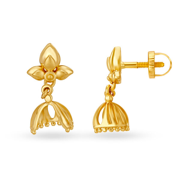 Blooming 22 Karat Yellow Gold Beaded Floral Drop Earrings,,hi-res image number null