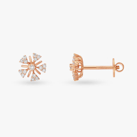 Radiant Flower Diamond Stud Earrings