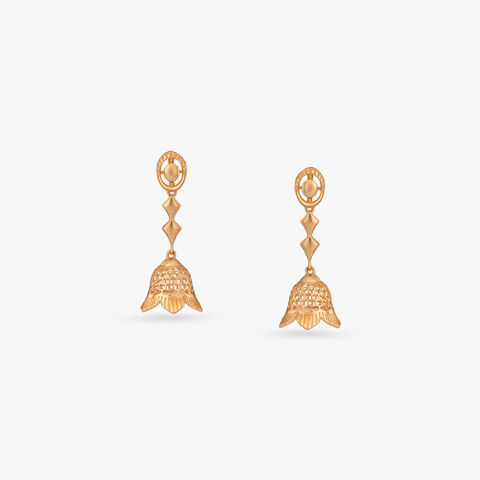 Bloom Bell Gold Jhumka Earrings