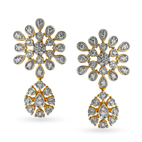 Luxurious Floral Diamond Drop Earrings
