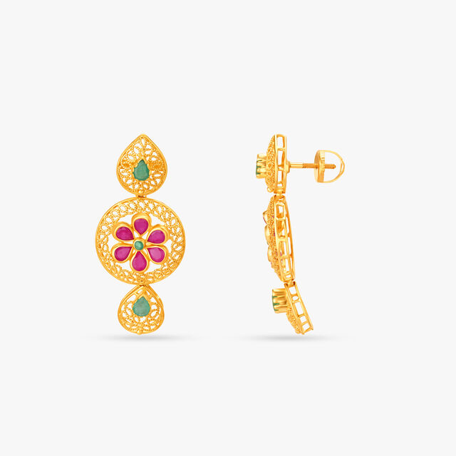 Traditional Emerald and Ruby Drop Earrings,,hi-res image number null