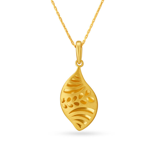 Beautiful Yellow Gold Carved Leaf Pendant,,hi-res image number null