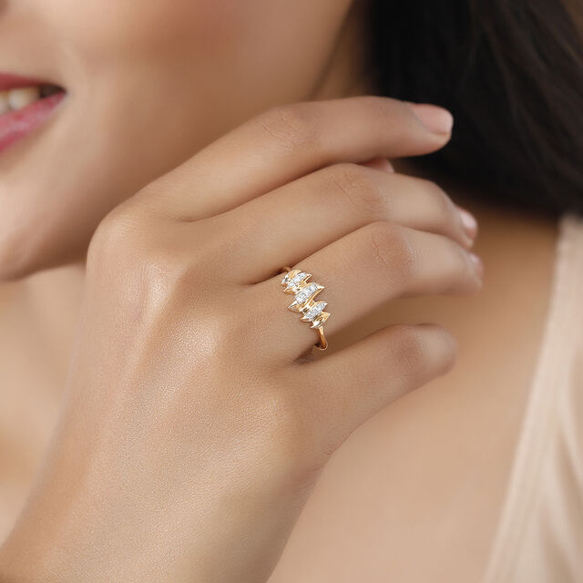 14 KT Yellow Gold And Diamond Marquise Ring,,hi-res image number null