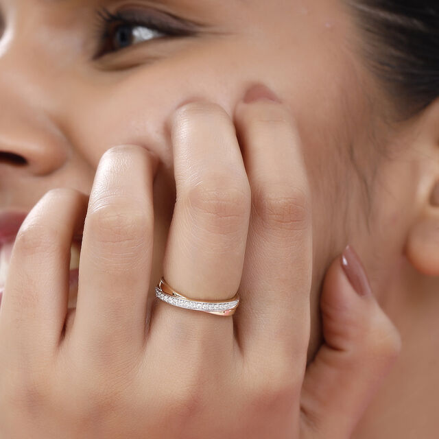 14 KT Yellow Gold Overlapping Diamond Ring,,hi-res image number null