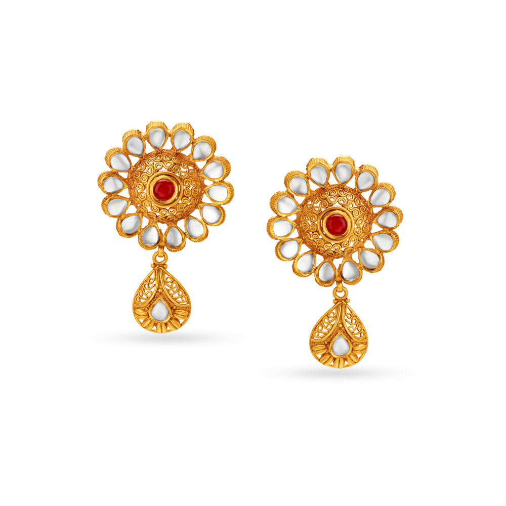 Floral Drop Earrings with stones