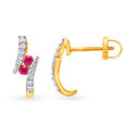 Graceful Ruby Diamond Hoop Earrings,,hi-res image number null