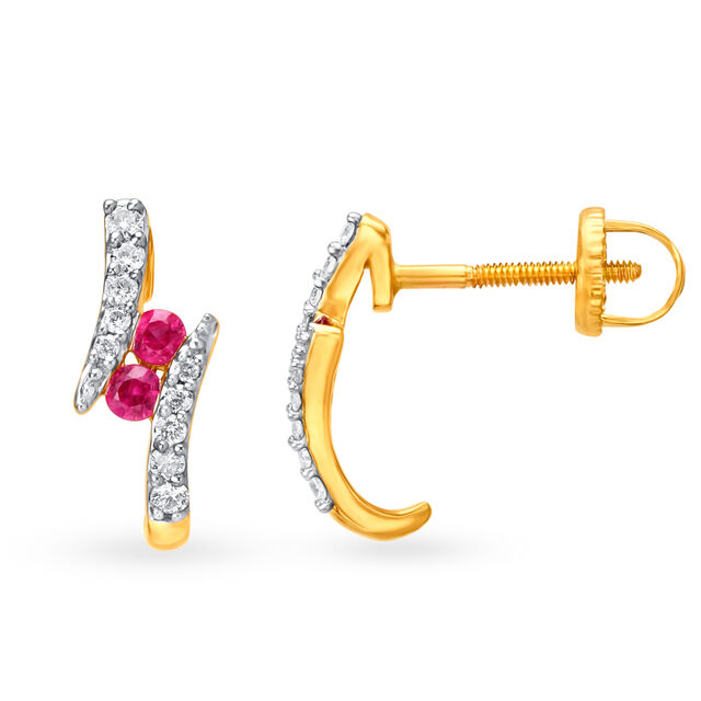 Graceful Ruby Diamond Hoop Earrings,,hi-res image number null