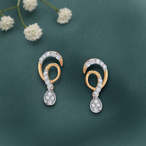 Glimmer Loop Diamond Drop Earrings