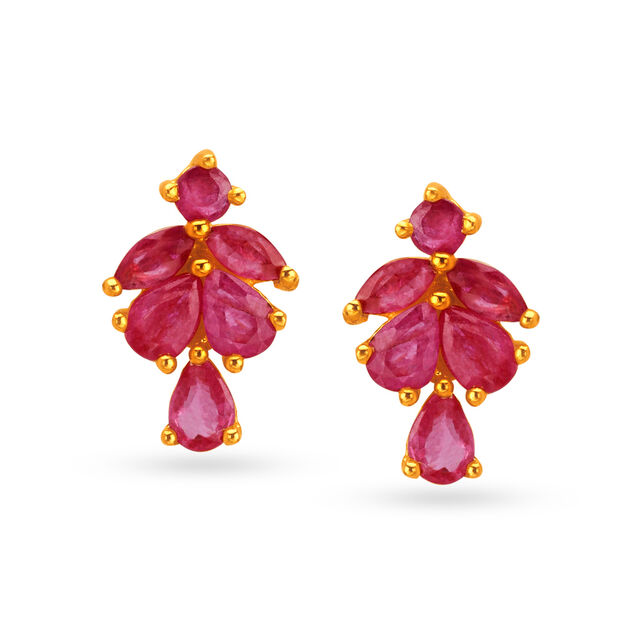 Pretty 22 Karat Yellow Gold And Ruby Studs,,hi-res image number null