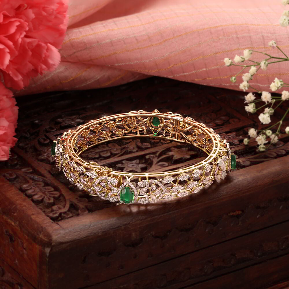 Traditional Floral Motif Diamond Bangle