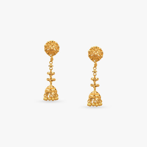 Step Charm Gold Jhumka Earrings