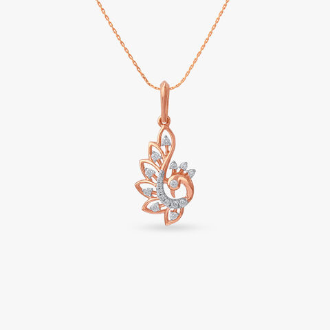 Floral Peacock Diamond Pendant and Earrings Set