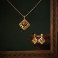 Geometric Pendant and Earrings Set,,hi-res image number null